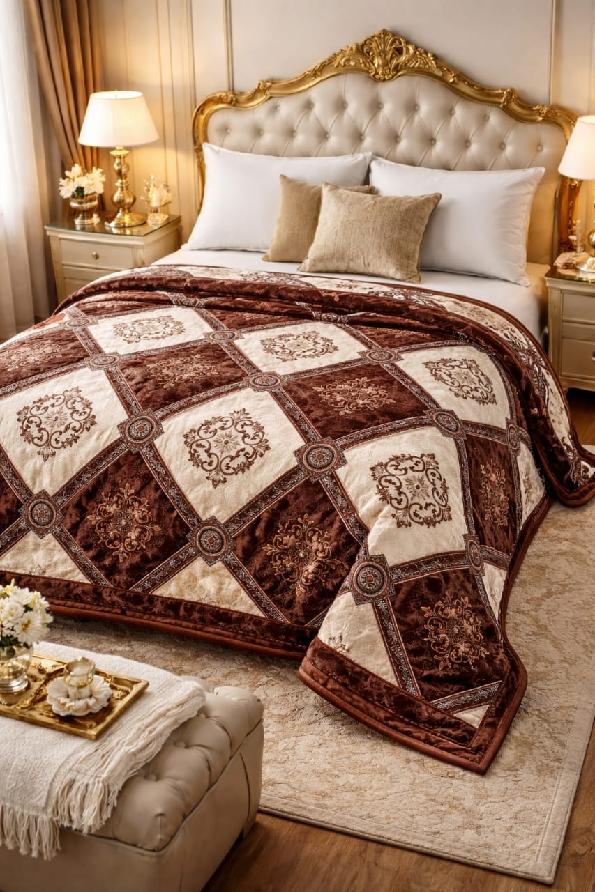 Cloudy Flannel Blanket - Brown Leaf