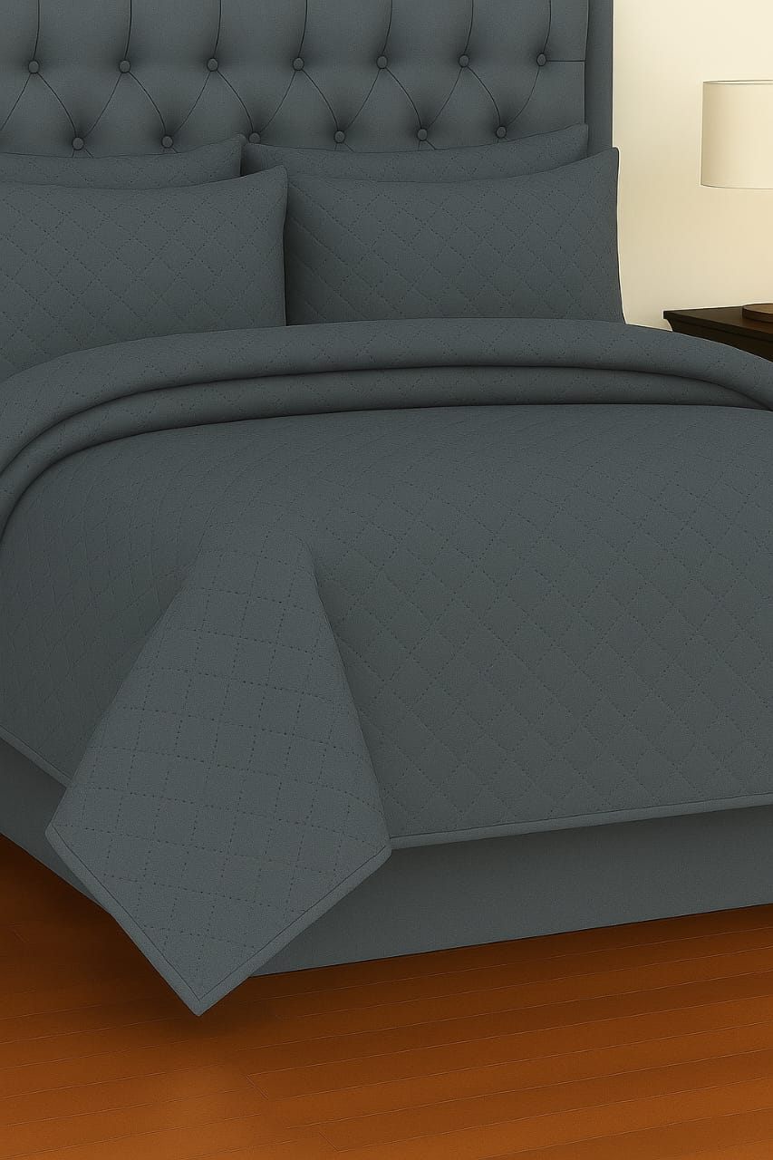 Storm Grey- 6 Pcs Quilted Comforter Set