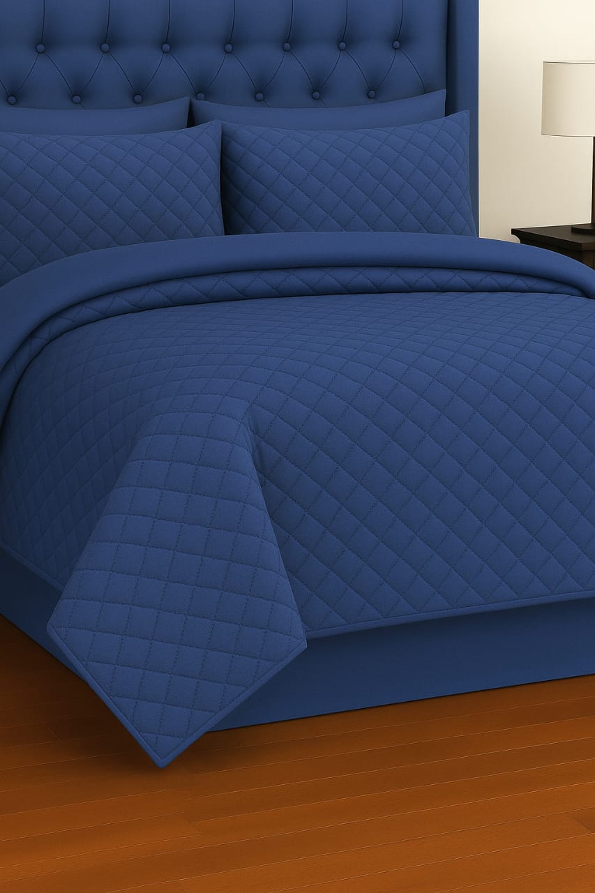 Blue - 6 Pcs Quilted Comforter Set
