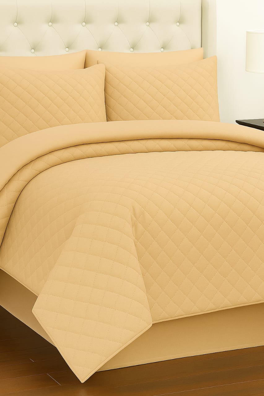 Mustard- 6 Pcs Quilted Comforter Set