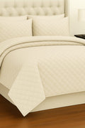 Cream- 6 Pcs Quilted Comforter Set